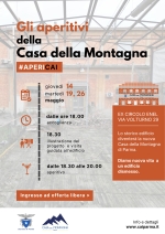 14, 19 e 26 Maggio 2026 - Gli Aperitivi della Casa della Montagna