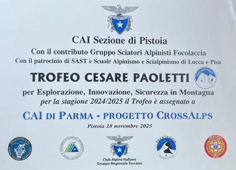 IL CAI DI PISTOIA ASSEGNA IL PREMIO PAOLETTI A CROSSALPS