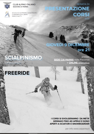 9 DICEMBRE 2021: PRESENTAZIONE CORSI SCI ALPINISMO E FREERIDE 2022